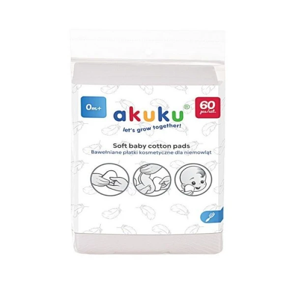 Akuku, płatki kosmetyczne dla niemowląt, A0003, 60 sztuk