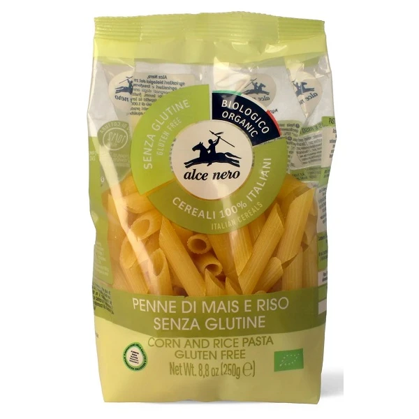 Alce Nero, makaron kukurydziano-ryżowy, penne, bezglutenowy, 250g