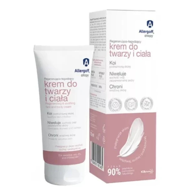Allergoff, regenerująco-łagodzący krem do twarzy i ciała, skóra sucha i zaczerwieniona,  od 1 miesiąca życia, 75ml