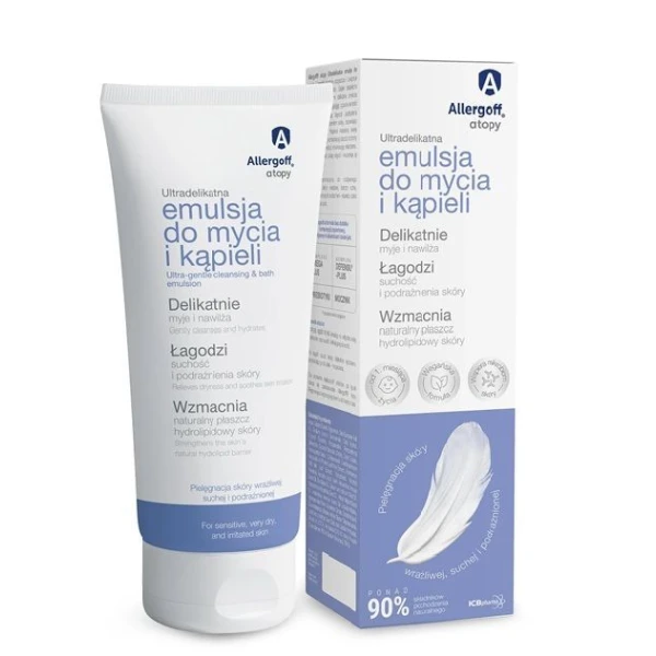 Allergoff, ultradelikatna emulsja do mycia i kąpieli, skóra wrażliwa, sucha i podrażniona, od 1 miesiąca życia, 250ml
