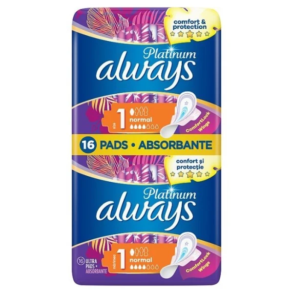 Always Platinum Ultra Normal, podpaski ze skrzydełkami, 16 sztuk