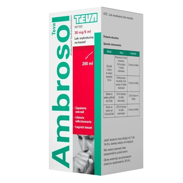 Ambrosol Teva 30mg/5ml, syrop wykrztuśny, 200ml