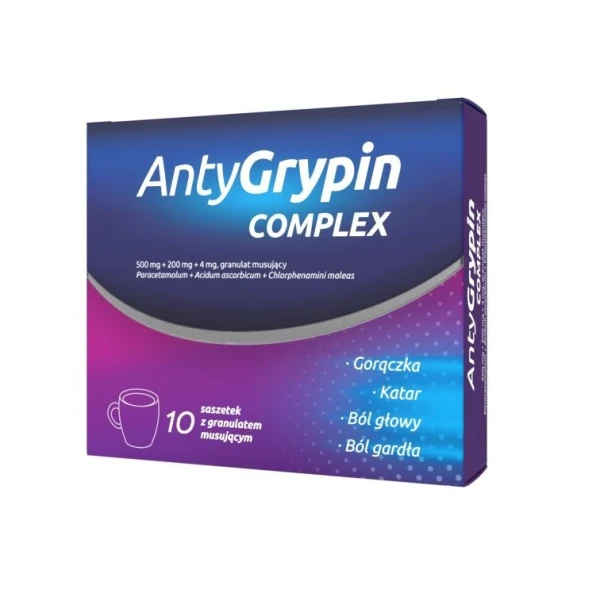 AntyGrypin Complex (500mg+200mg+4mg), granulat musujący, 10 saszetek