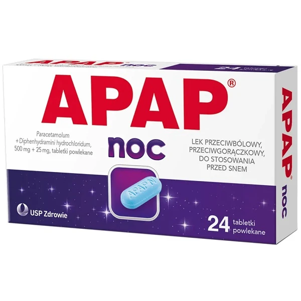 [DATA - 2026-11-30] Apap Noc (500mg+25mg), 24 tabletki