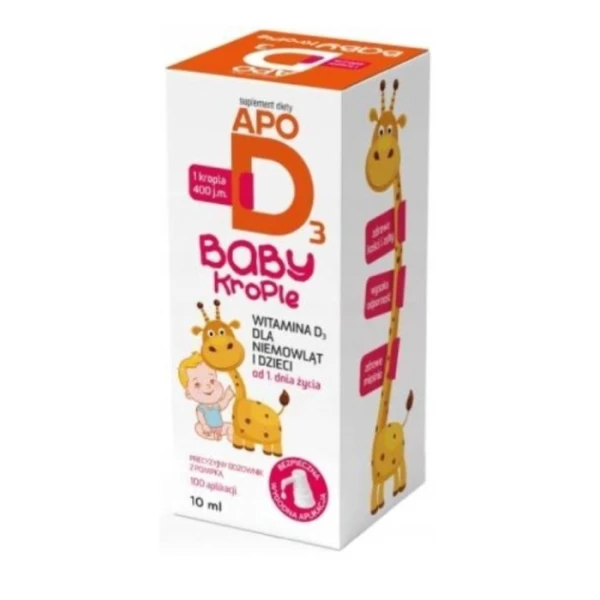 ApoD3 Baby, witamina D3 dla niemowląt i dzieci od 1-go dnia życia, krople, 10ml