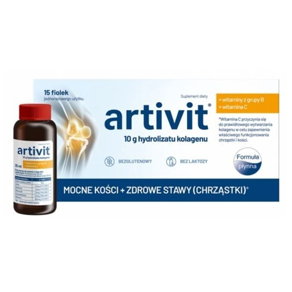 Artivit, płyn, smak owocowy, 15 fiolek po 25ml