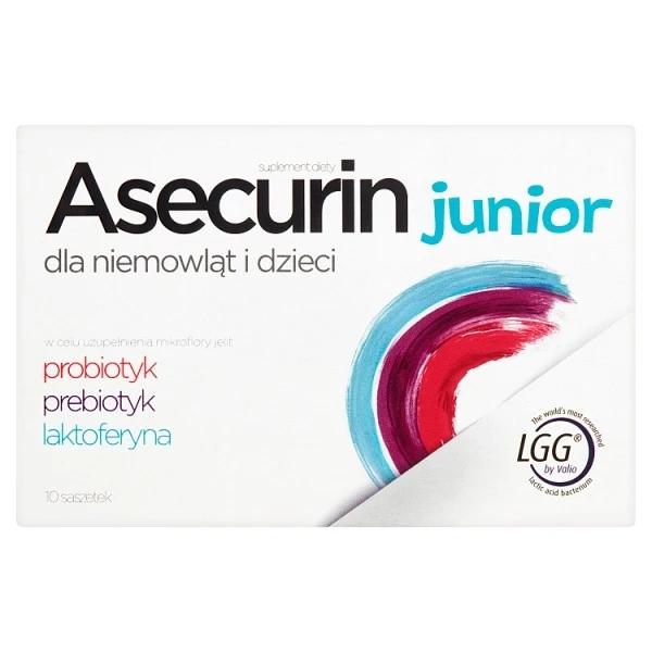 Asecurin Junior, dla niemowląt i dzieci, proszek, 10 saszetek