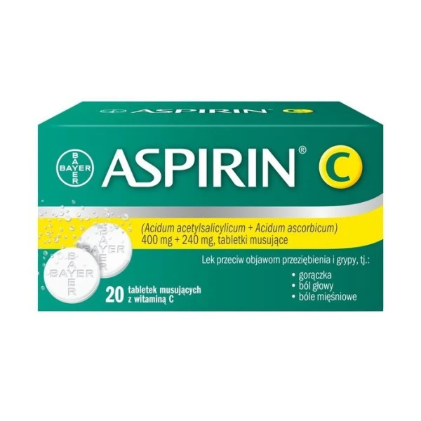 Aspirin C (400mg+240mg), 20 tabletek musujących