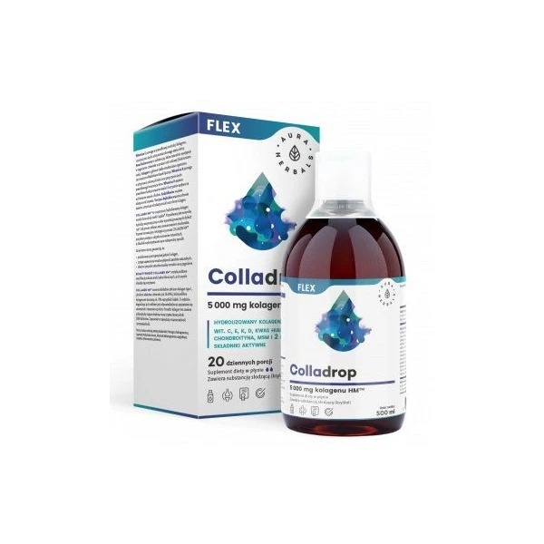 Aura Herbals, Colladrop Flex, kolagen morski 5000mg, płyn, 500ml