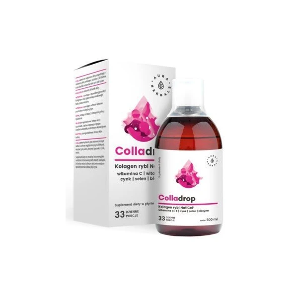 Aura Herbals, Colladrop, kolagen rybi NatiCol, płyn, 500ml