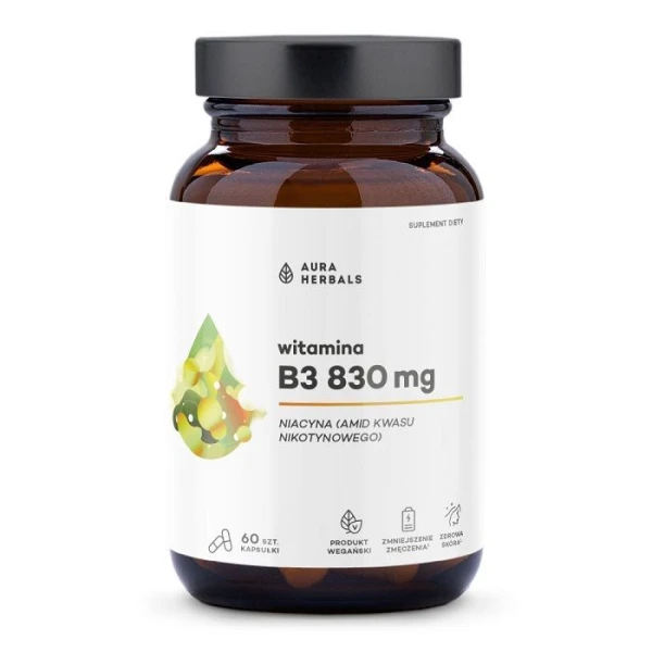Aura Herbals, Witamina B3 830mg, 60 kapsułek