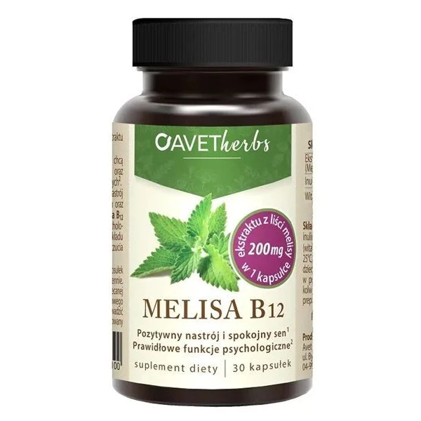 Avet herbs, Melisa B12, 30 kapsułek
