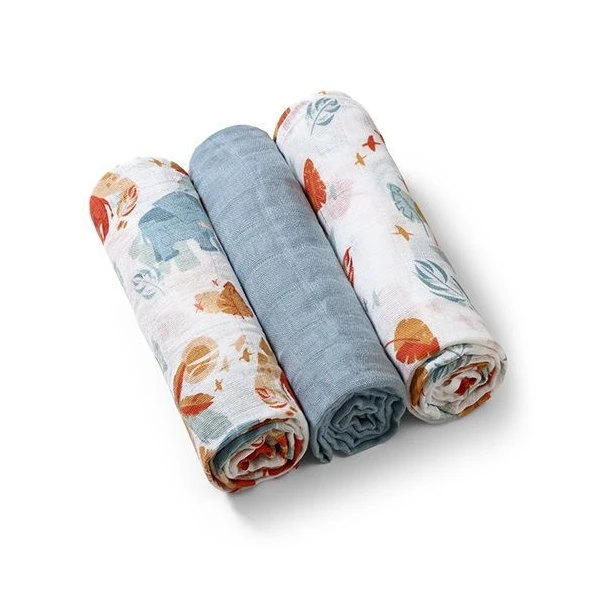 BabyOno, pieluchy muślinowe, błękitno-pomarańczowe, 70cmx70cm, 348/07, 3 sztuki