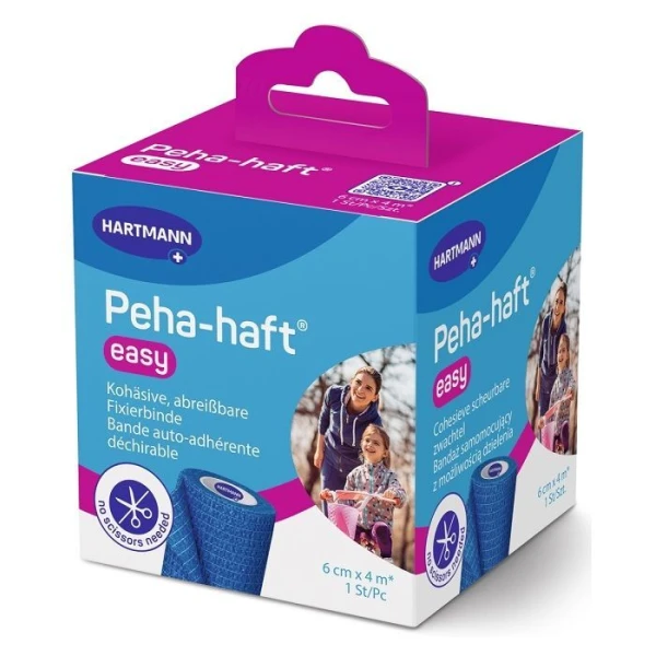Bandaż elastyczny, Peha-haft Easy, 6cmx4m, kolor niebieski, 1 sztuka