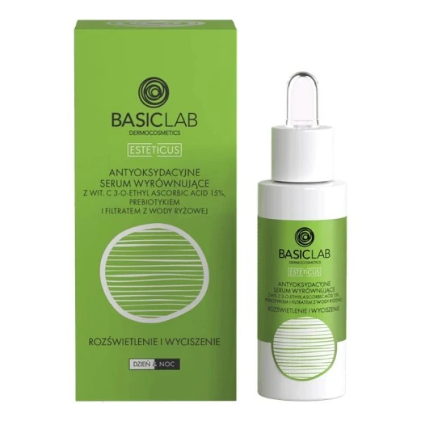 BasicLab Esteticus, Rozświetlenie i Wyciszenie, antyoksydacyjne serum wyrównujące z witaminą C 15%, 30ml