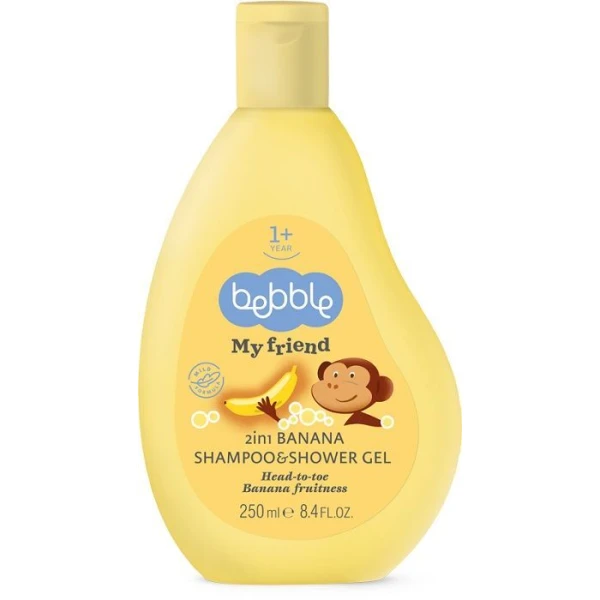 Bebble, szampon i żel pod prysznic 2w1, banan, po 1 roku życia, 250ml