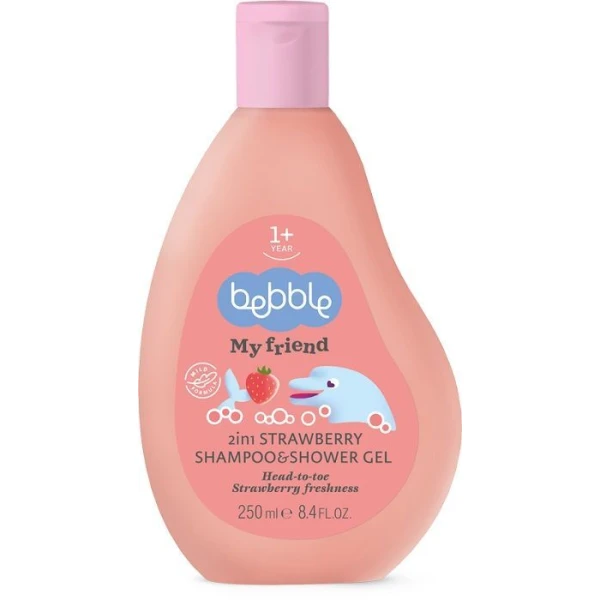 Bebble, szampon i żel pod prysznic 2w1, truskawka, po 1 roku życia, 250ml