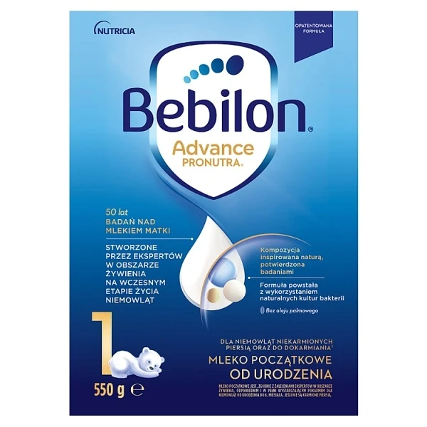 Bebilon 1 Advance, mleko początkowe, dla niemowląt od urodzenia, 550g