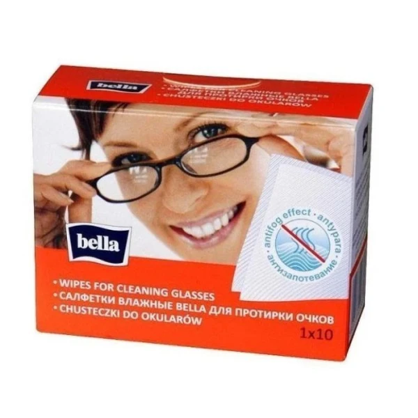 Bella, chusteczki nasączane do czyszczenia okularów, 10 sztuk