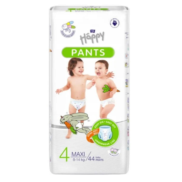 Bella Happy Pants Maxi, pieluchomajtki jednorazowe, rozmiar 4, waga 8-14kg, 44 sztuki
