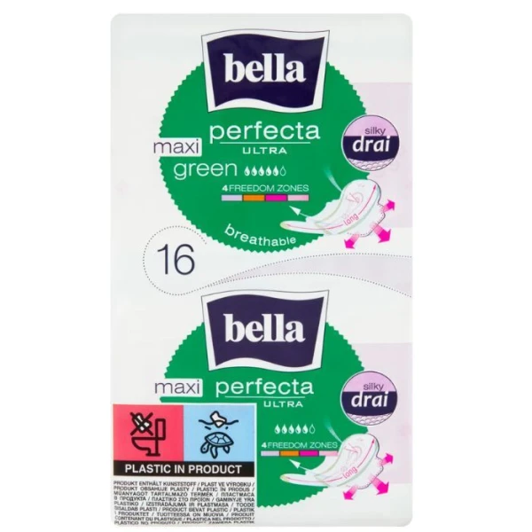 Bella Perfecta Ultra Maxi Green, podpaski ze skrzydełkami, 16 sztuk