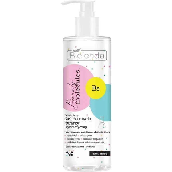 Bielenda Beauty Molecules, molekularny, synbiotyczny żel do mycia twarzy, cera odwodniona i wrażliwa, 195g
