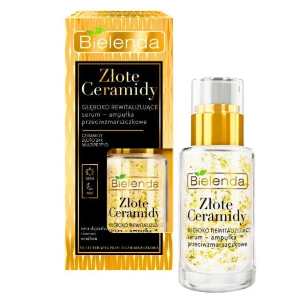 Bielenda Złote Ceramidy, głęboko rewitalizujące serum-ampułka przeciwzmarszczkowe, cera dojrzała, również wrażliwa, 15ml