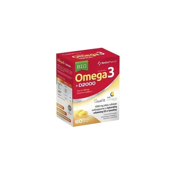 Bio Omega3 + D 2000, 60 kapsułek