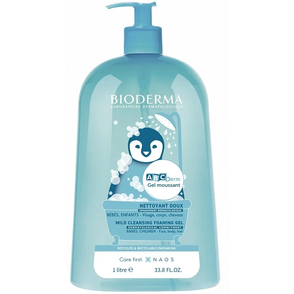 Bioderma ABCDerm Gel moussant, żel myjący do ciała i włosów, od urodzenia, 1000ml
