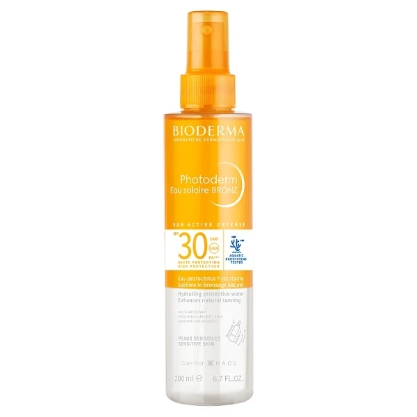 Bioderma Photoderm Bronz, nawilżająca dwufazowa woda ochronna, SPF 30, 200ml