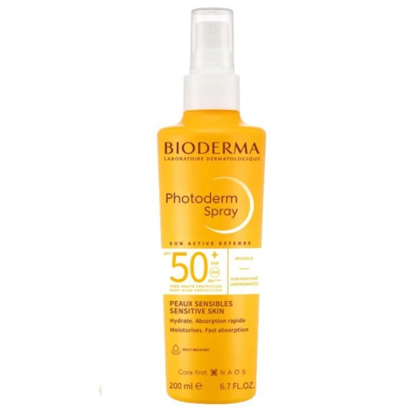 Bioderma Photoderm Spray Invisible, lekki spray do ciała SPF 50+ do skóry wrażliwej, 200ml