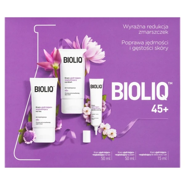 Bioliq 45+, krem na dzień, 50ml + krem na noc, 50ml + krem do skóry oczu i ust, 15ml