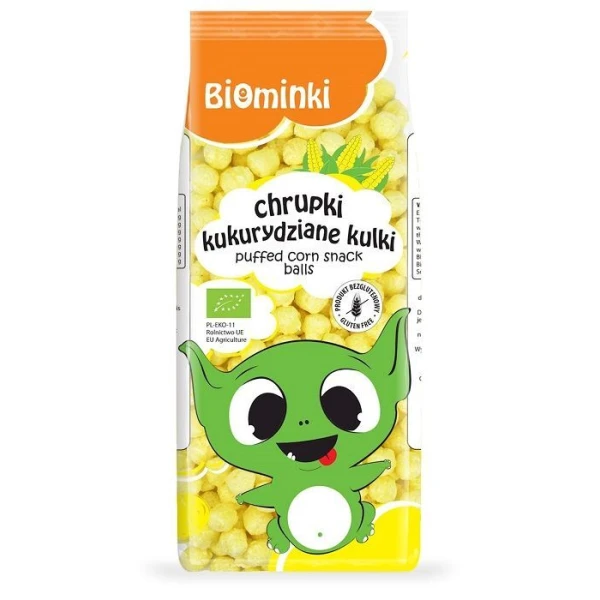 Biominki Bio, chrupki kukurydziane kulki, bezglutenowe, 60g