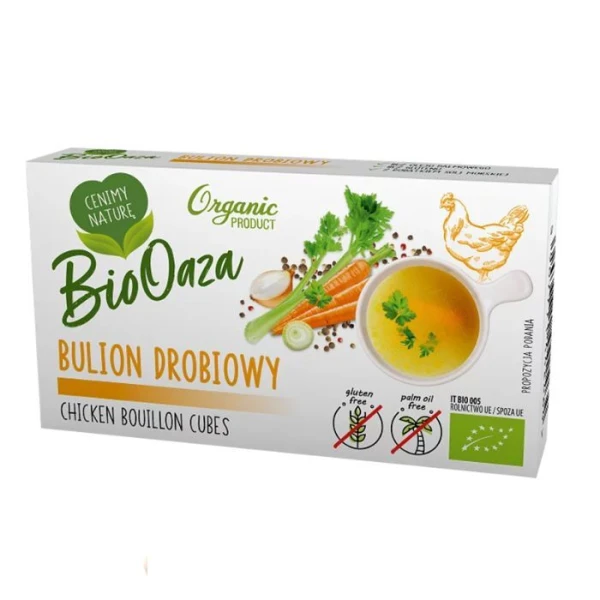 BioOaza, bulion drobiowy w kostkach, bezglutenowy, 66g