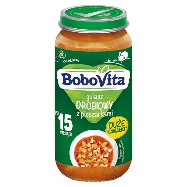 Bobovita, gulasz drobiowy z pieczarkami, po 15 miesiącu, 250g