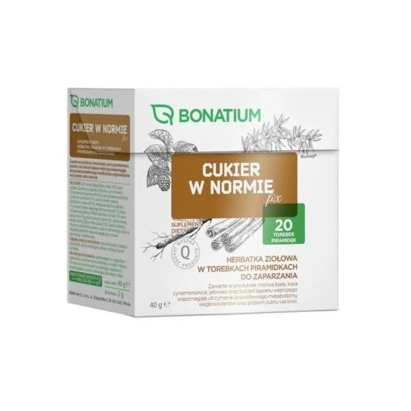 Bonatium, Cukier w Normie fix, herbatka ziołowa, 20 saszetek