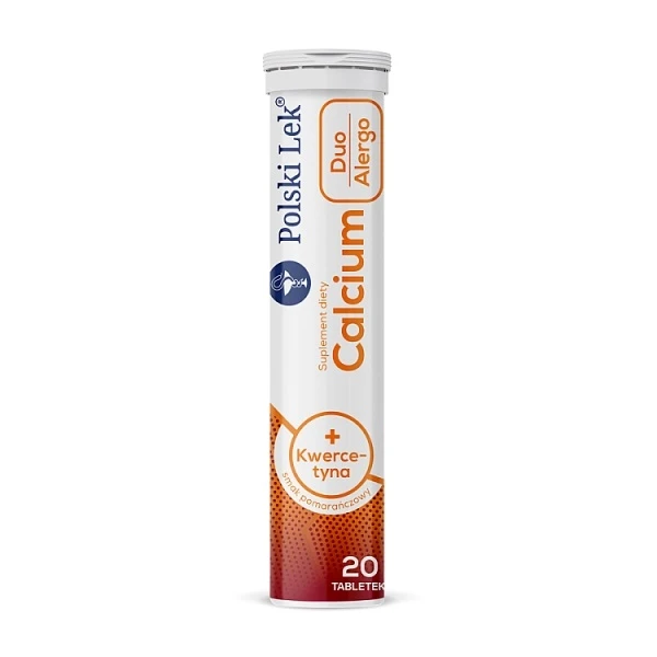 Calcium + kwercetyna, Duo Alergo, smak pomarańczowy, 20 tabletek musujących
