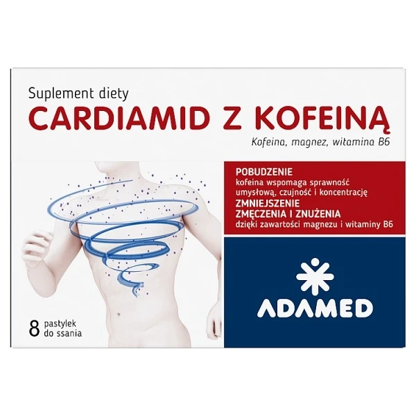 Cardiamid z kofeiną, smak cytrusowy, 8 pastylek do ssania