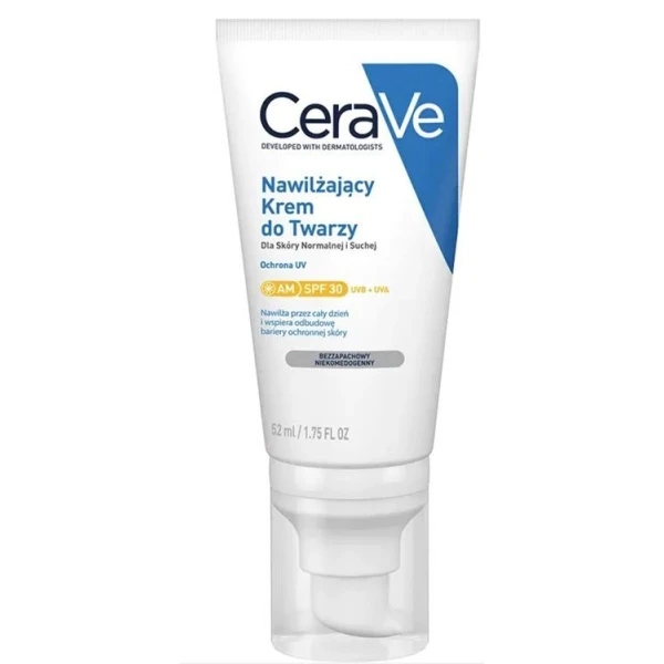 CeraVe, krem nawilżający do twarzy SPF 30, dla skóry normalnej i suchej,52ml