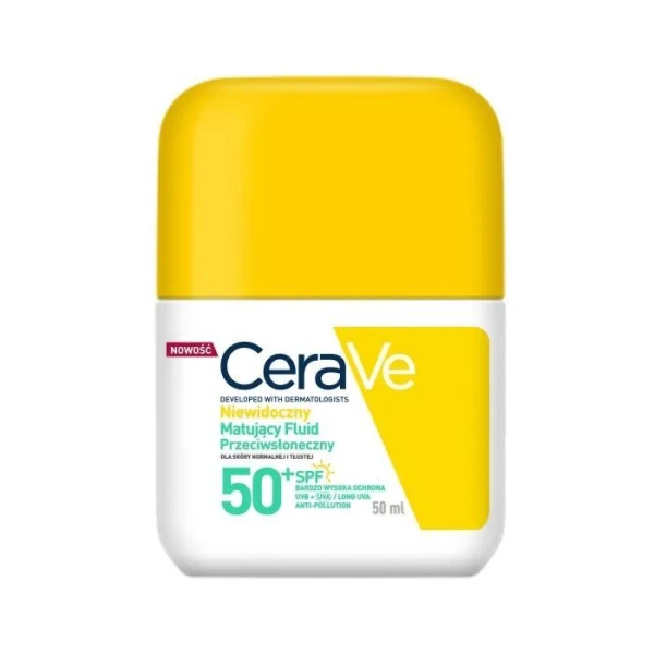 CeraVe, niewidoczny, nawilżający fluid przeciwsłoneczny SPF 50, dla skóry normalnej i mieszanej, 50ml