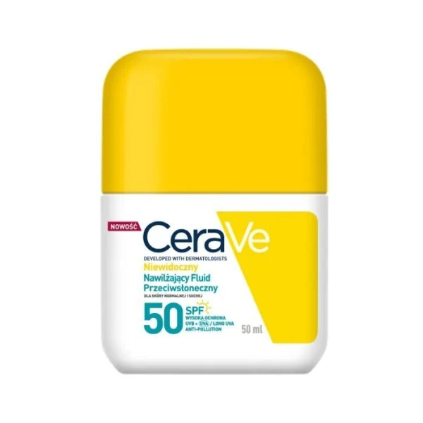 CeraVe, niewidoczny, nawilżający fluid przeciwsłoneczny SPF 50, dla skóry normalnej i suchej, 50ml
