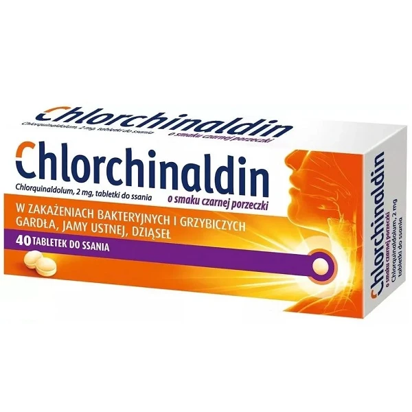 Chlorchinaldin 2mg, smak czarnej porzeczki, 40 tabletek do ssania