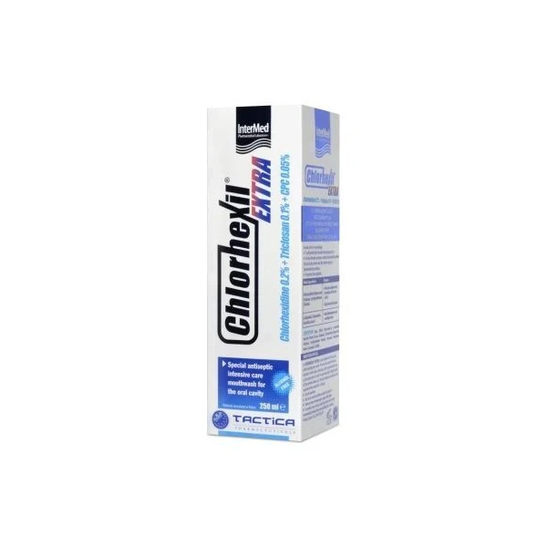 Chlorhexil Extra, specjalistyczny płyn antyseptyczny do intensywnej pielęgnacji i ochrony jamy ustnej, 250ml