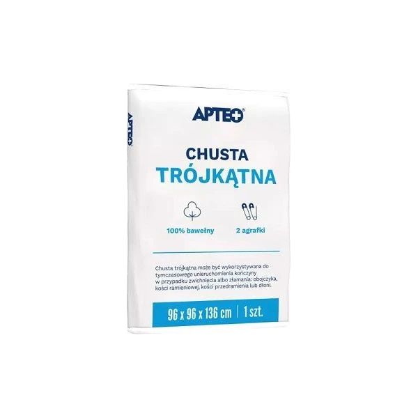 Chusta trójkątna + 2 agrafki, Apteo, 1 sztuka