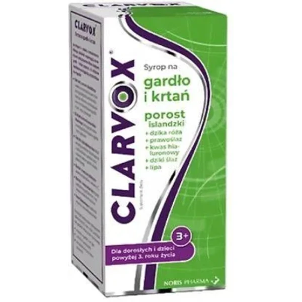 Clarvox, syrop na gardło i krtań z porostem islandzkim, smak truskawkowy, po 3 roku życia, 200ml