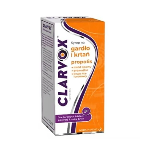 Clarvox, syrop na gardło i krtań z propolisem, od 3 roku życia, 200ml