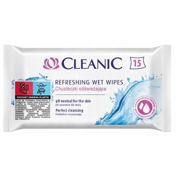 Cleanic, chusteczki odświeżające, 15 sztuk