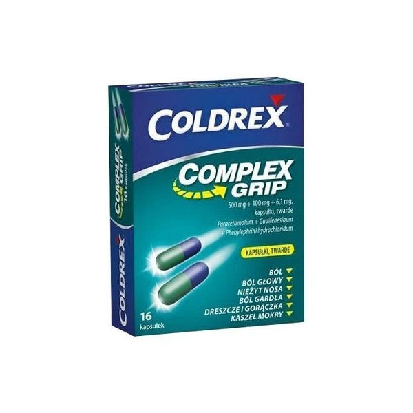 Coldrex Complex Grip (500mg+100mg+6,1mg), 16 kapsułek