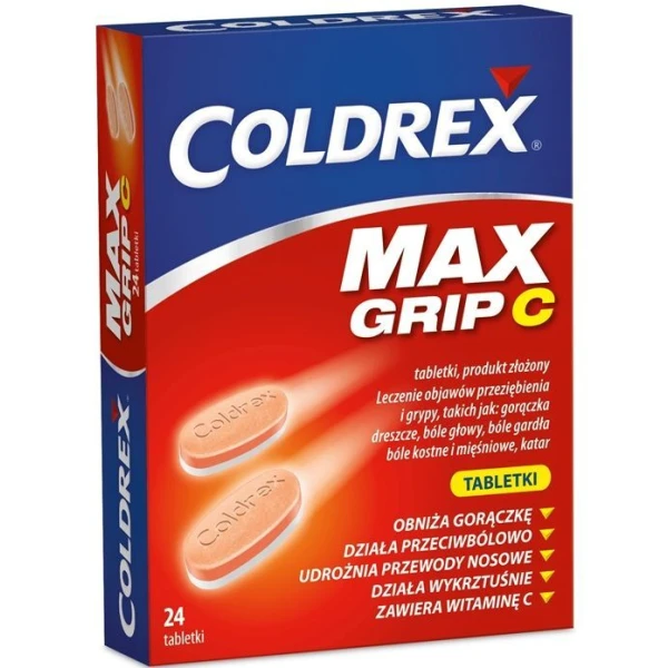 Coldrex Maxgrip C (500mg+25mg+5mg+20mg+30mg), 24 tabletki
