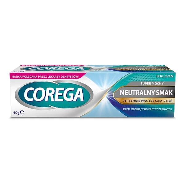 Corega Super Mocny, krem mocujący do protez zębowych, smak neutralny, 40g